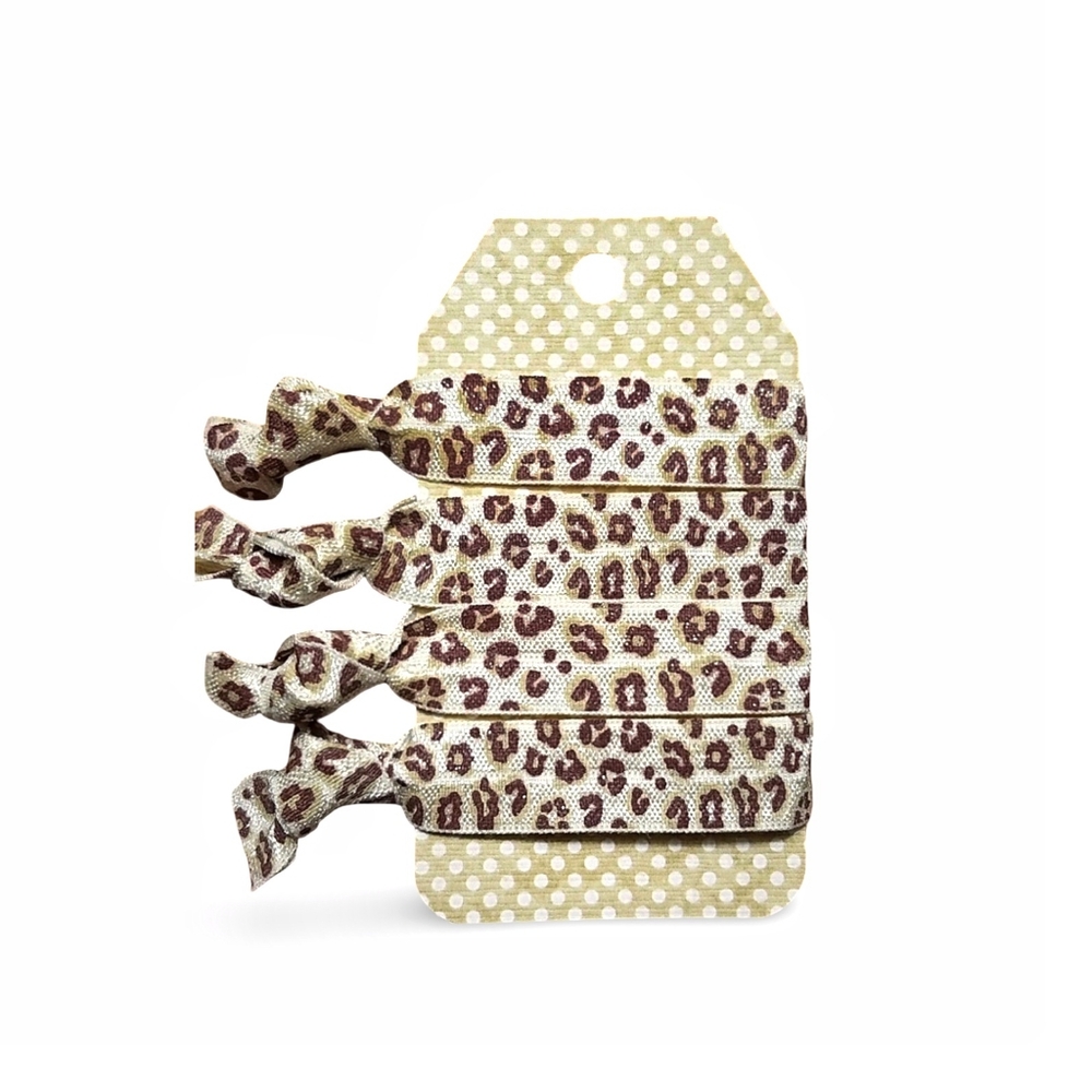 Leopard Print 4-Pack Hair Ties Handmade FOE Elastic Hair Ties